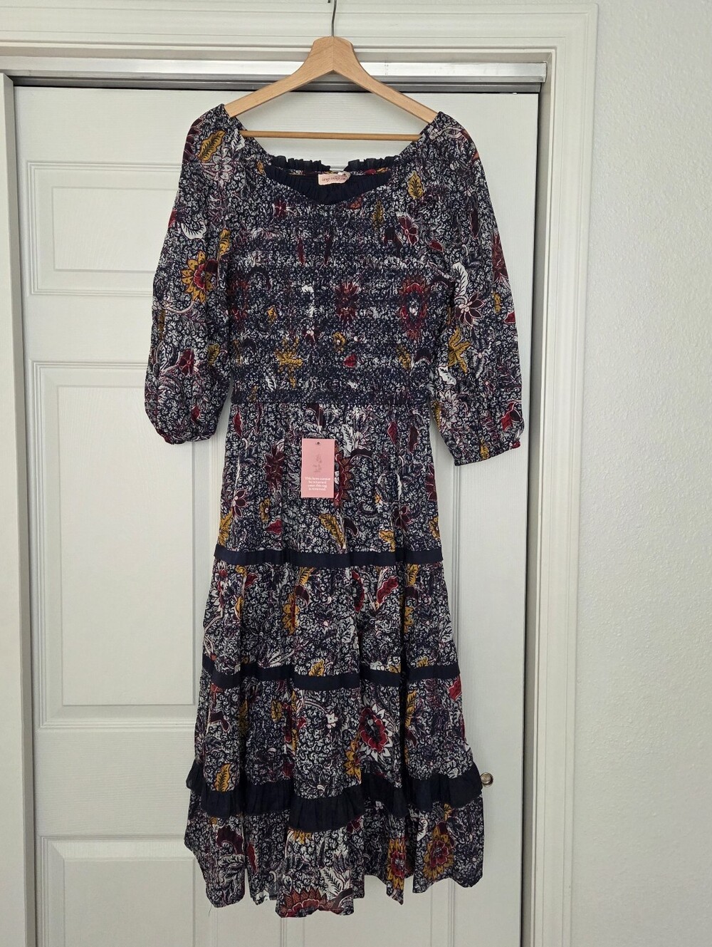 Ivy City Co Roselyn Dress in Navy Floral Cotton lined NEW